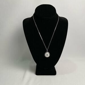 White Chanel button gold CC